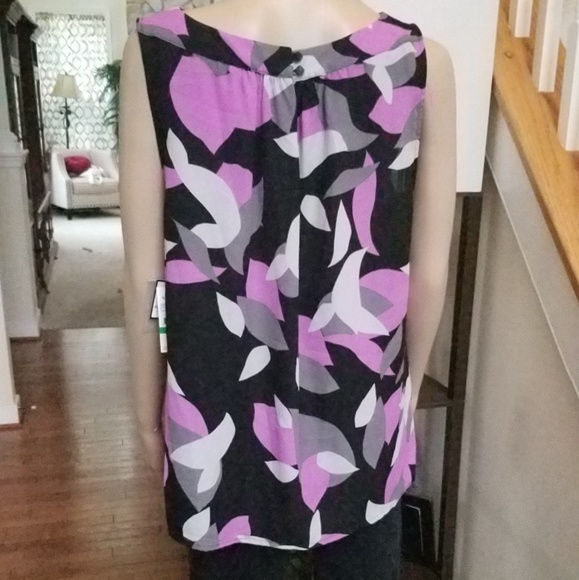 💚Nine West Sleeveless JewelNeck Blouse Top Size L - Picture 3 of 5